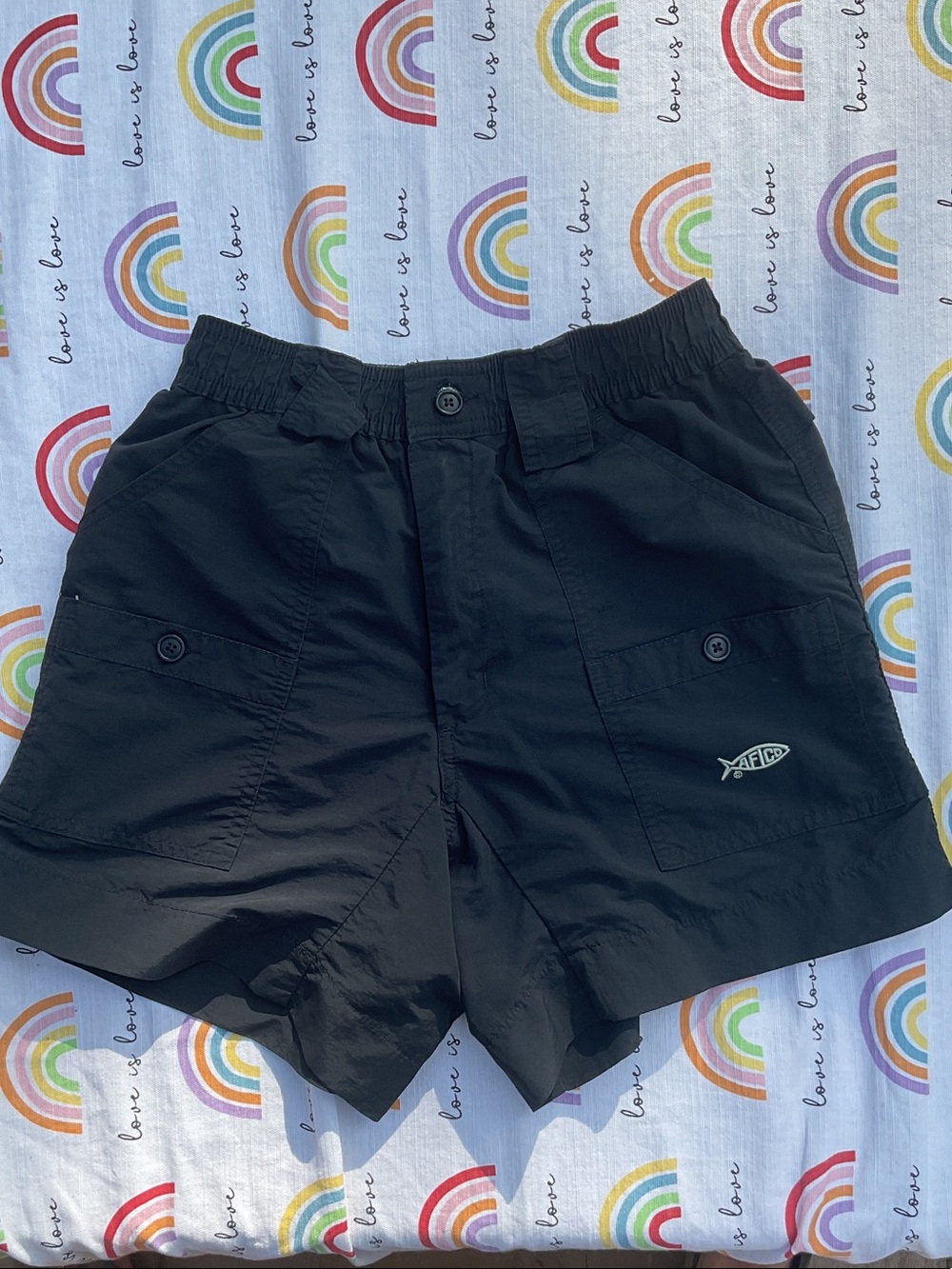 AFTCO Black Men's Cargo Shorts with Logo